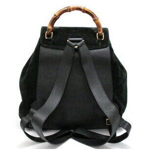 Gucci Suede Bamboo Leather Backpack Black